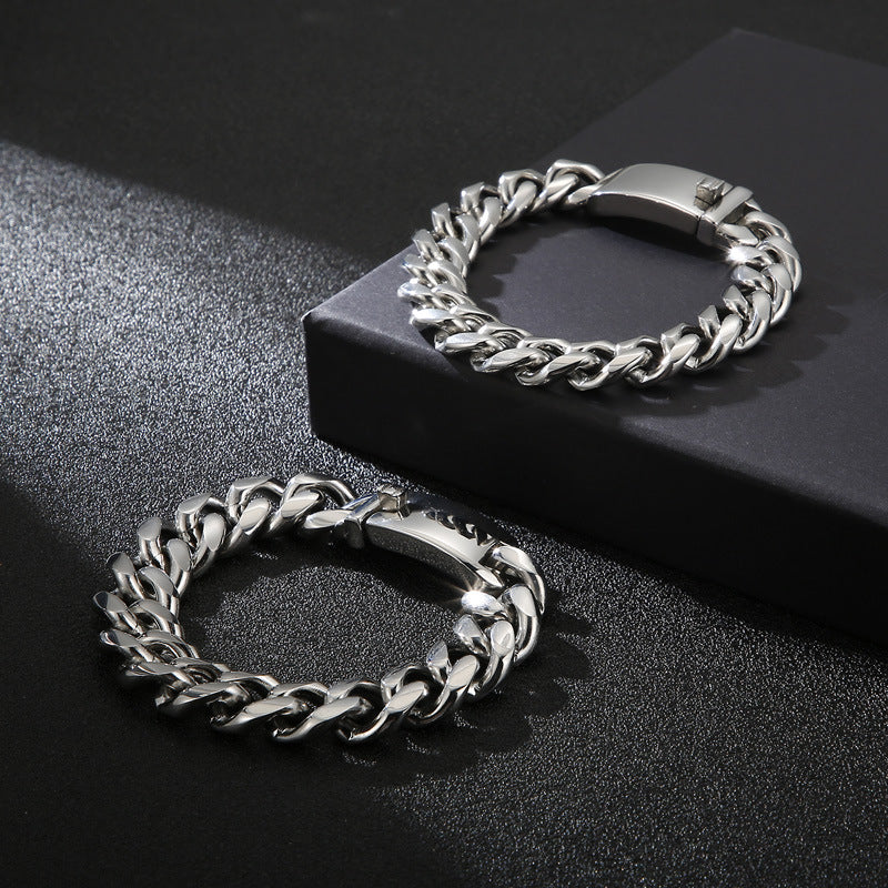 Trendy Versatile Titanium Steel Cuban Chain Bracelet for Men - Stylish Stainless Steel Accessory