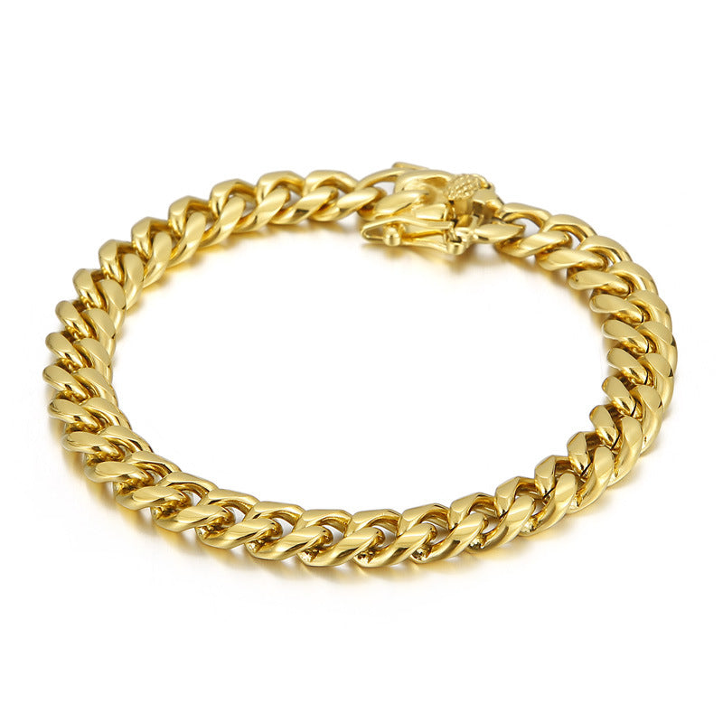 Trendy Versatile Titanium Steel Cuban Chain Bracelet for Men - Stylish Stainless Steel Accessory