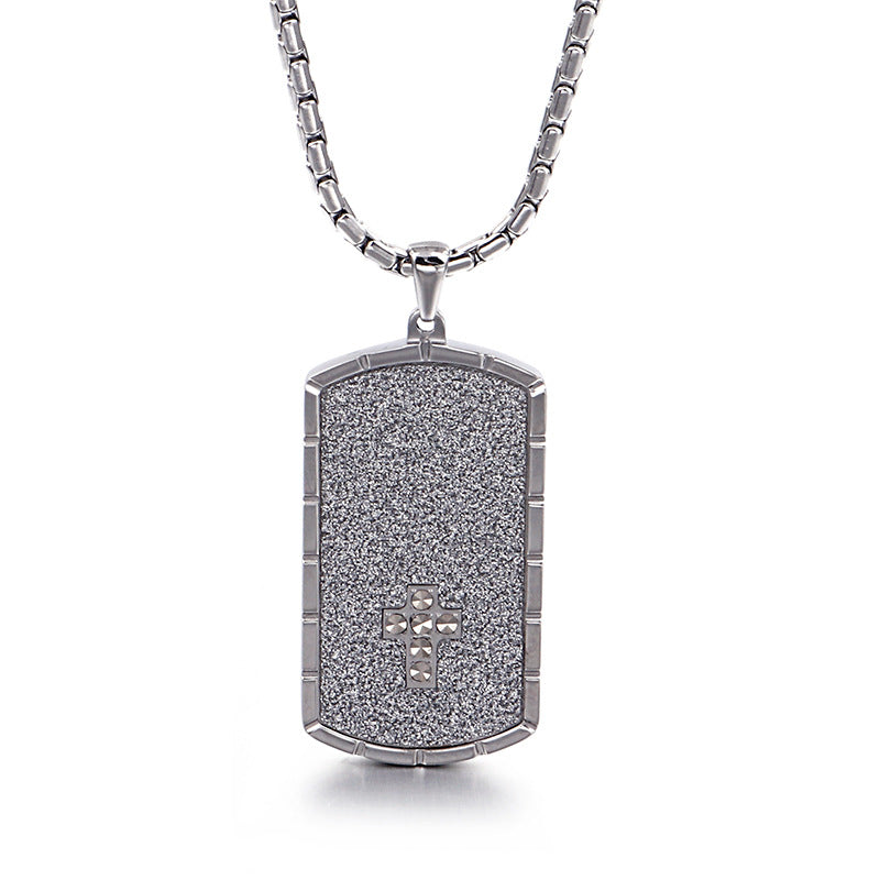 Military Brand Pendant, Charm Cross Men's Stainless Steel Necklace