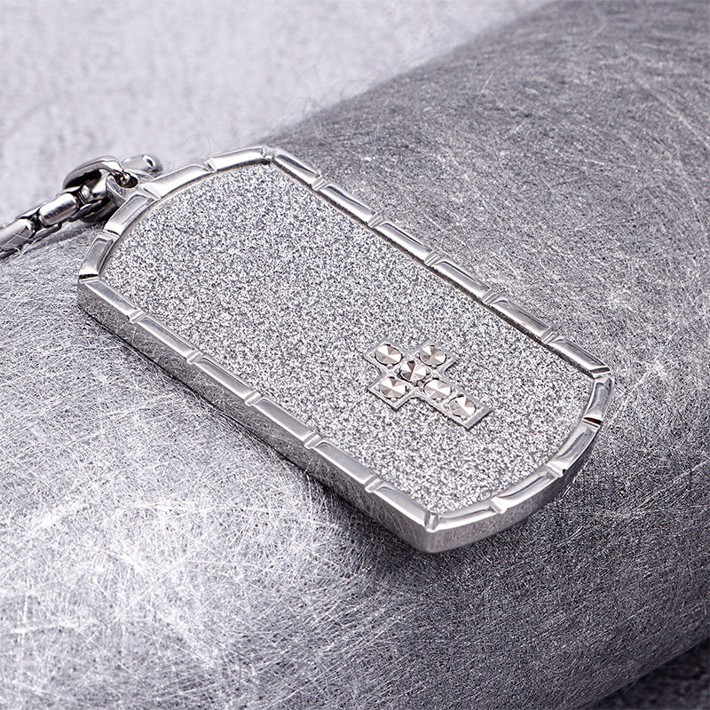 Military Brand Pendant, Charm Cross Men's Stainless Steel Necklace