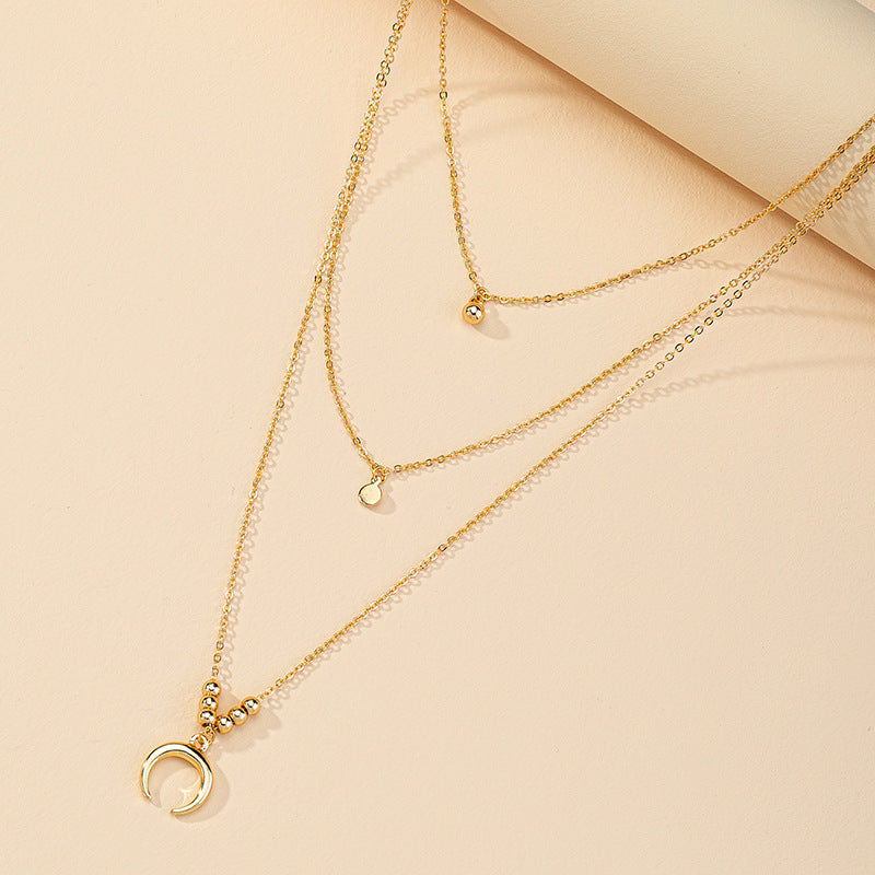 European Charm Three-Layer Metal Pendant Necklace - Vienna Verve Collection