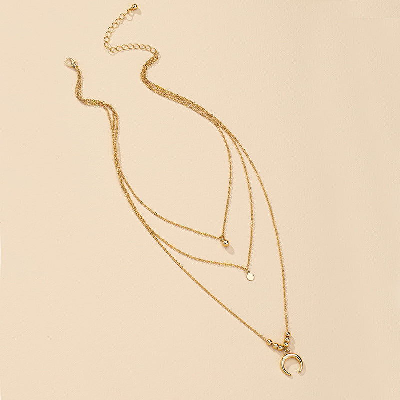 European Charm Three-Layer Metal Pendant Necklace - Vienna Verve Collection