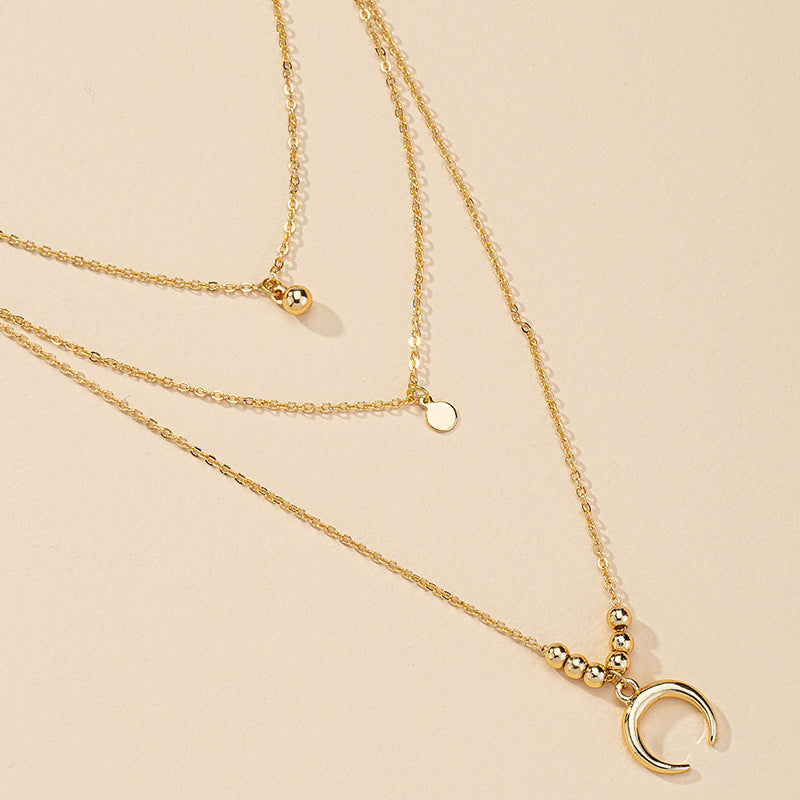 European Charm Three-Layer Metal Pendant Necklace - Vienna Verve Collection