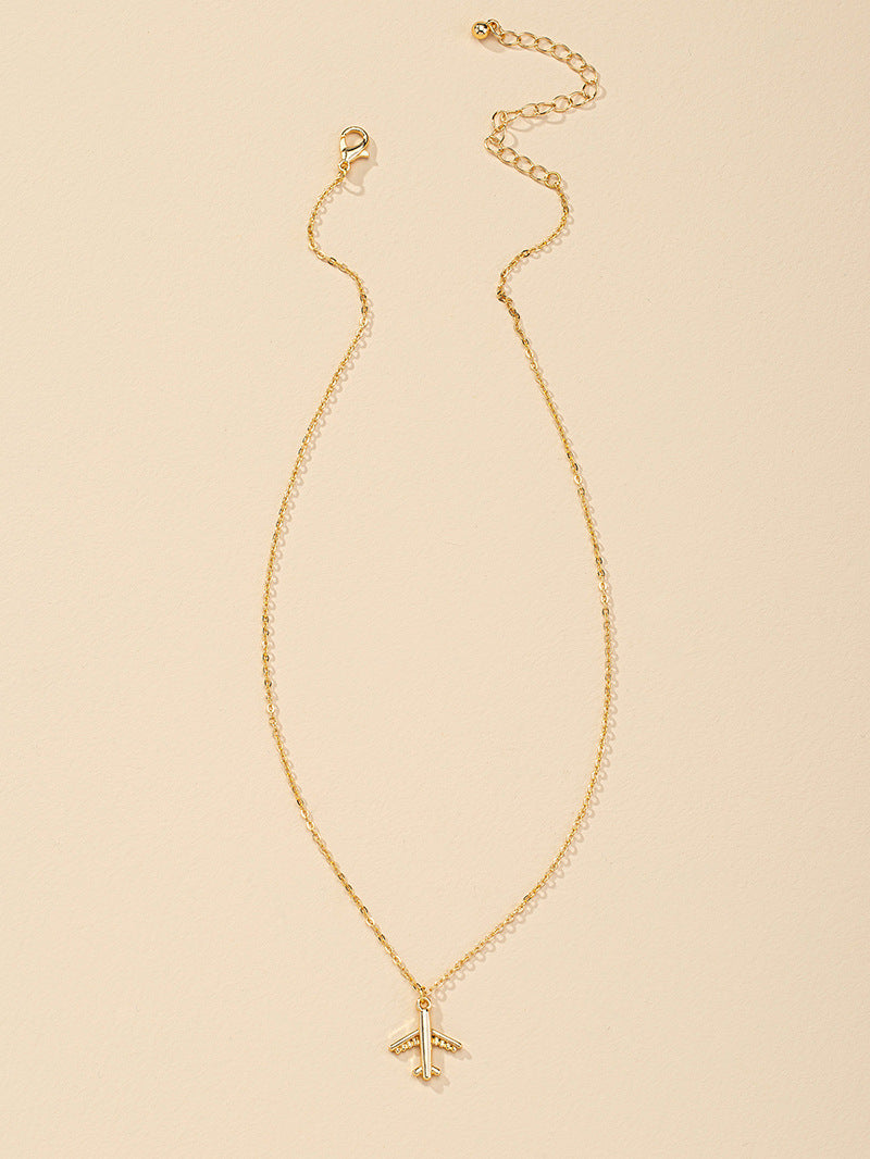 European and American Jewelry Factory: Vienna Verve Metal Airplane Pendant Necklace