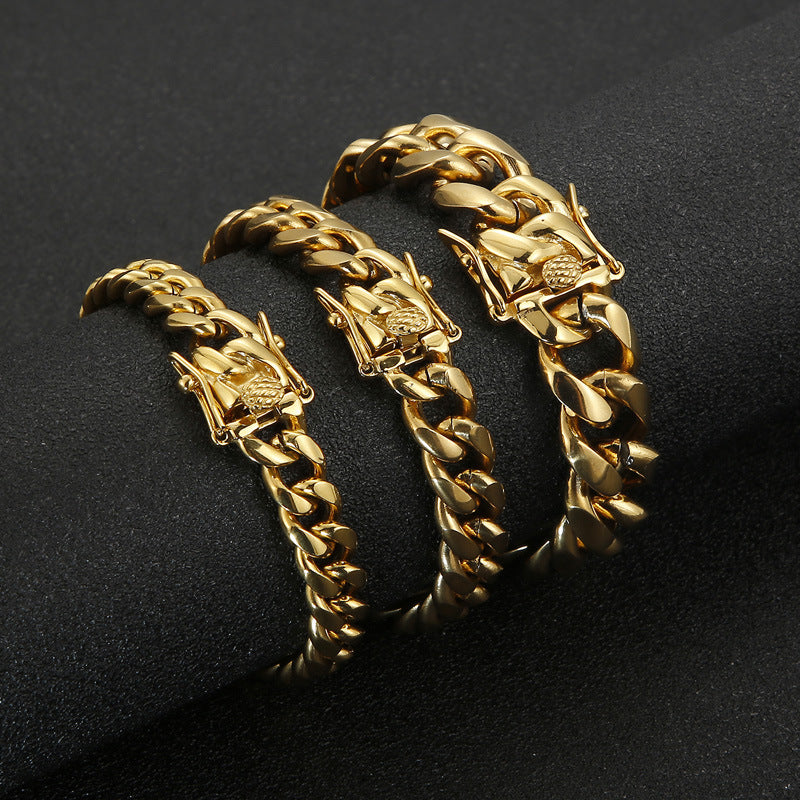 Trendy Versatile Titanium Steel Cuban Chain Bracelet for Men - Stylish Stainless Steel Accessory