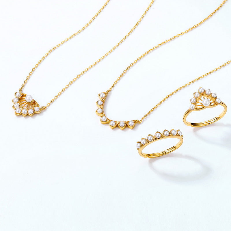 Maple Leaf Element Pearl Sterling Silver Necklace