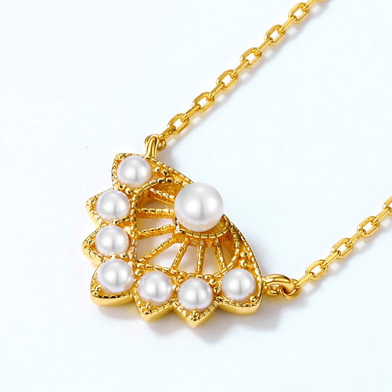 Maple Leaf Element Pearl Sterling Silver Necklace