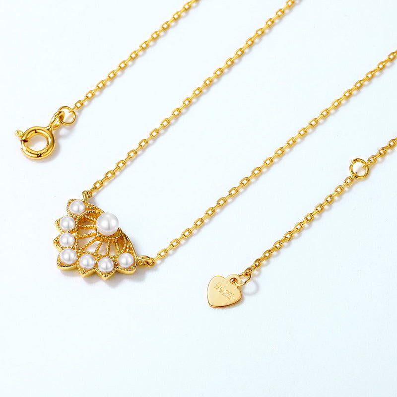 Maple Leaf Element Pearl Sterling Silver Necklace