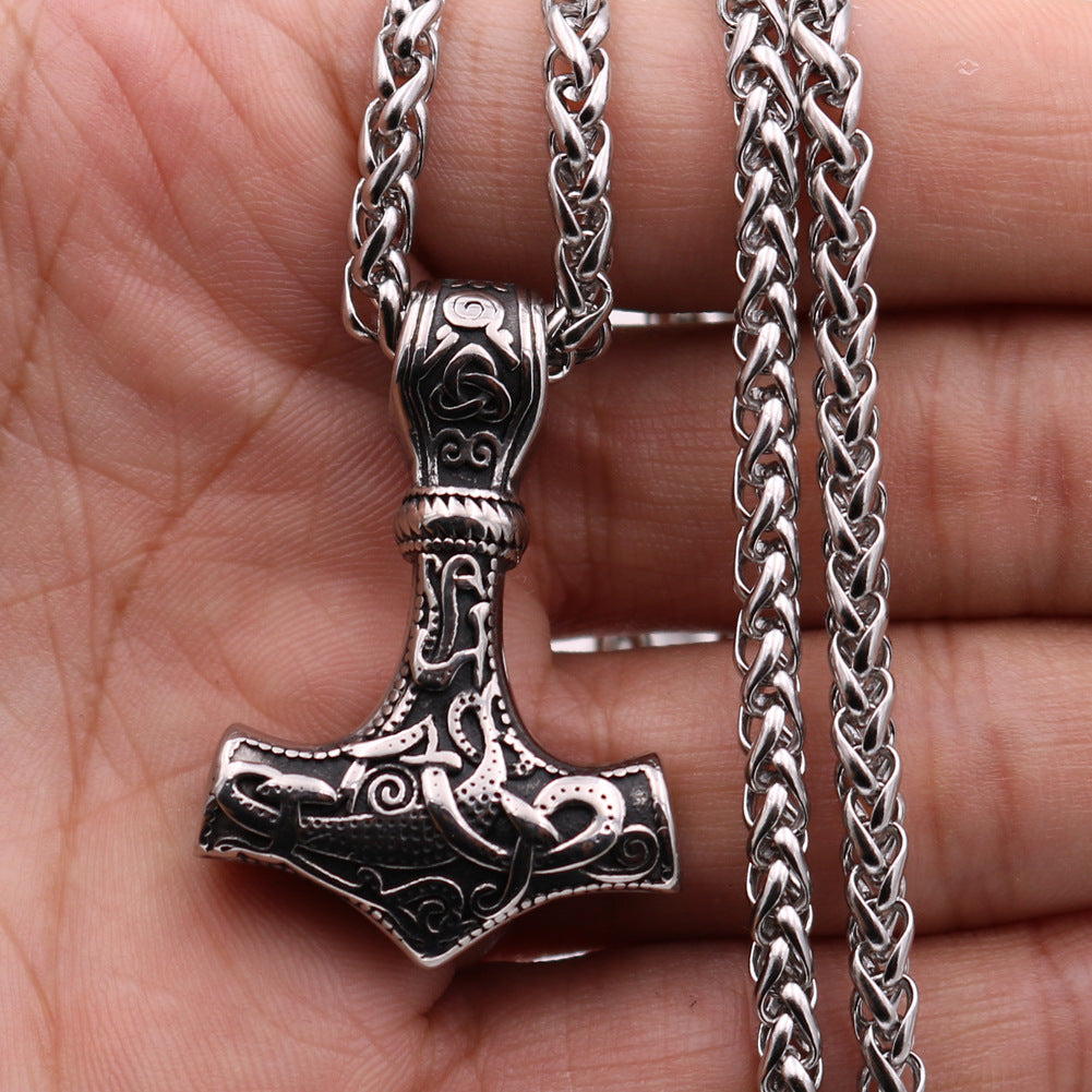 Viking Legacy Titanium Steel Thor Hammer Necklace - Exclusive Norse Collection