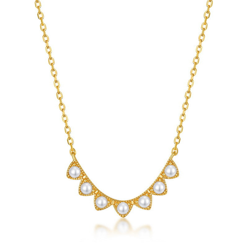 Maple Leaf Element Leaf Tip Pearl Sterling Silver Necklace