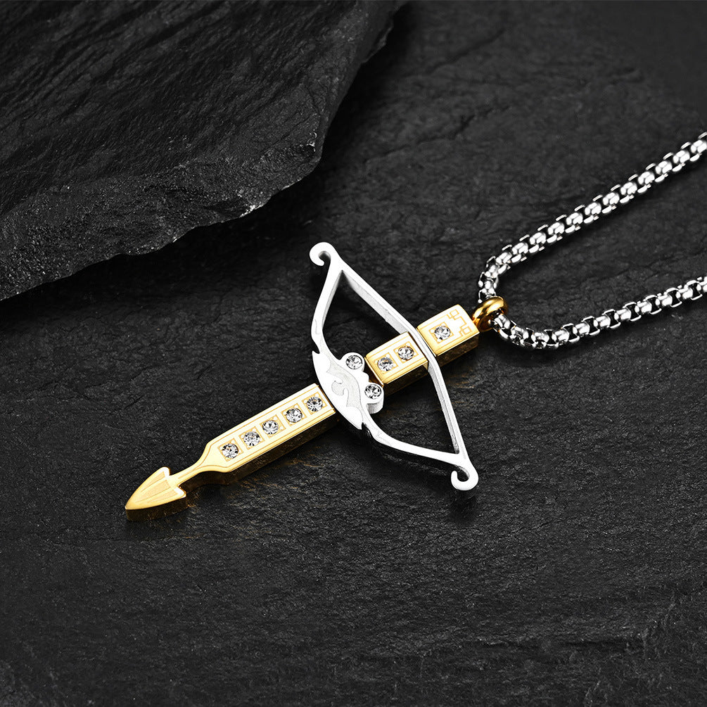 Amazon Supply Hipster Wear Necklace 18K Gold Bow Arrow Pendant