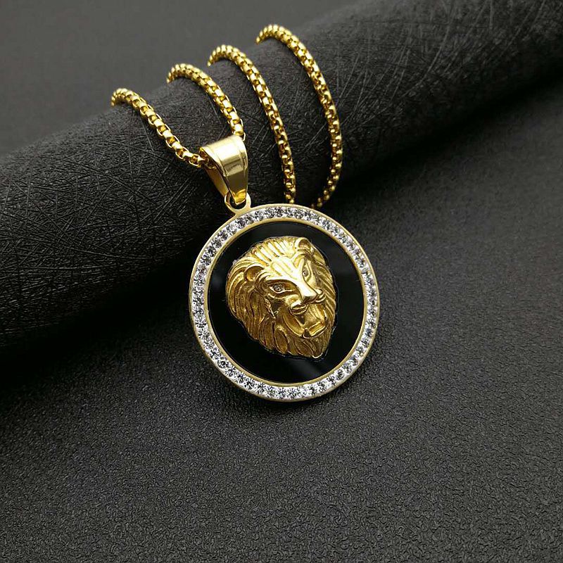 Steel Necklace - Statement Hip Hop Lion Pendant