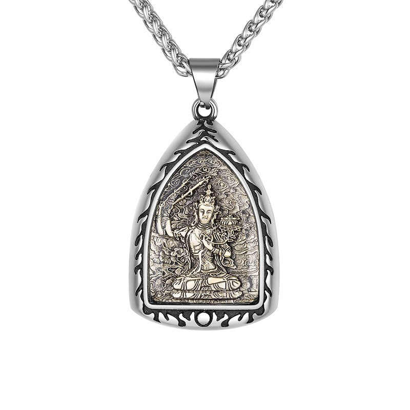 Titanium Steel Necklace – Elegant Buddha Zodiac Pendant For Men With Spiritual Charm