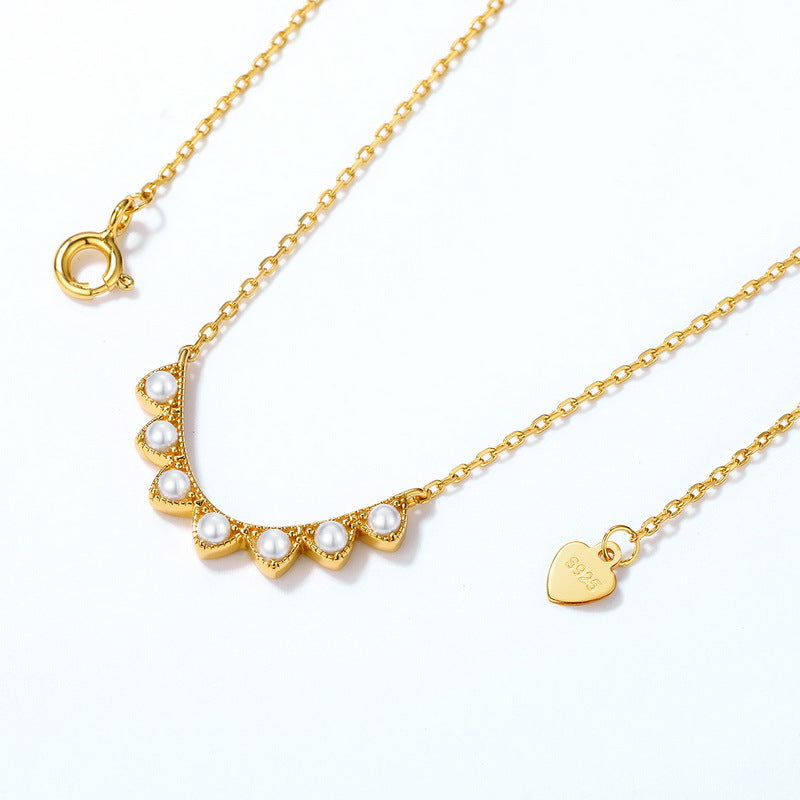 Maple Leaf Element Leaf Tip Pearl Sterling Silver Necklace