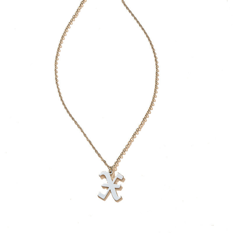 Gothic Style English Letter Pendant Necklace with Cross-Border Charm
