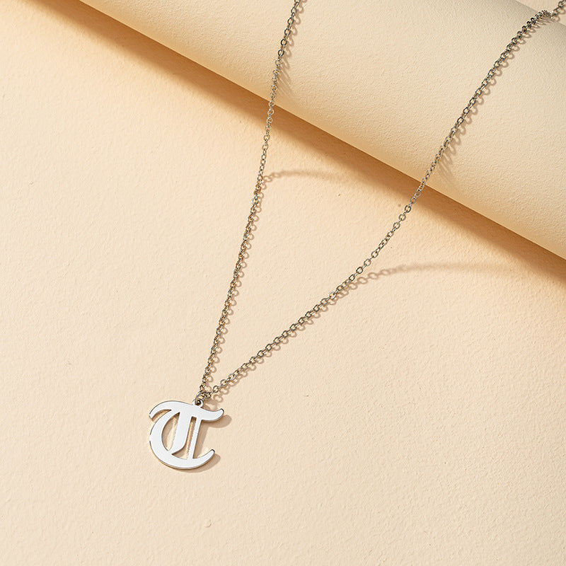 Gothic Style English Letter Pendant Necklace with Cross-Border Charm