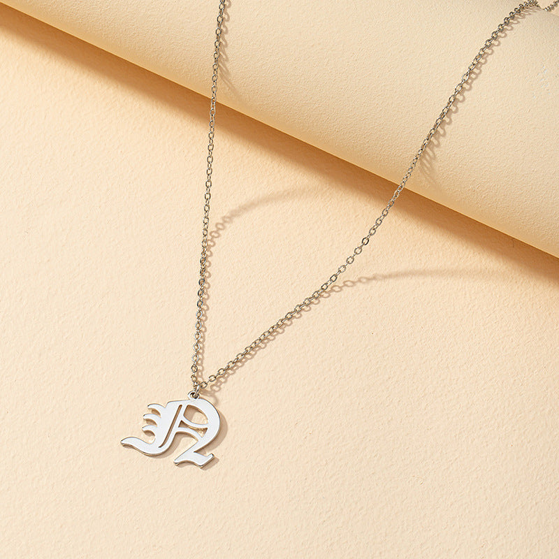 Gothic Style English Letter Pendant Necklace with Cross-Border Charm