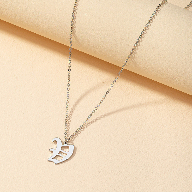 Gothic Style English Letter Pendant Necklace with Cross-Border Charm