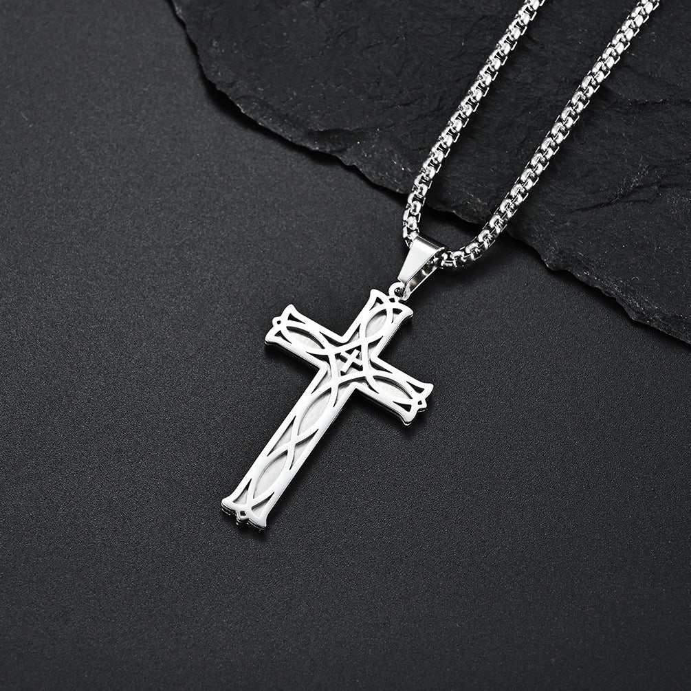Planderful Nordic Irish Knot Titanium Steel Cross Necklace Eternal Knot Pendant For Men And Women Everyday Jewelry