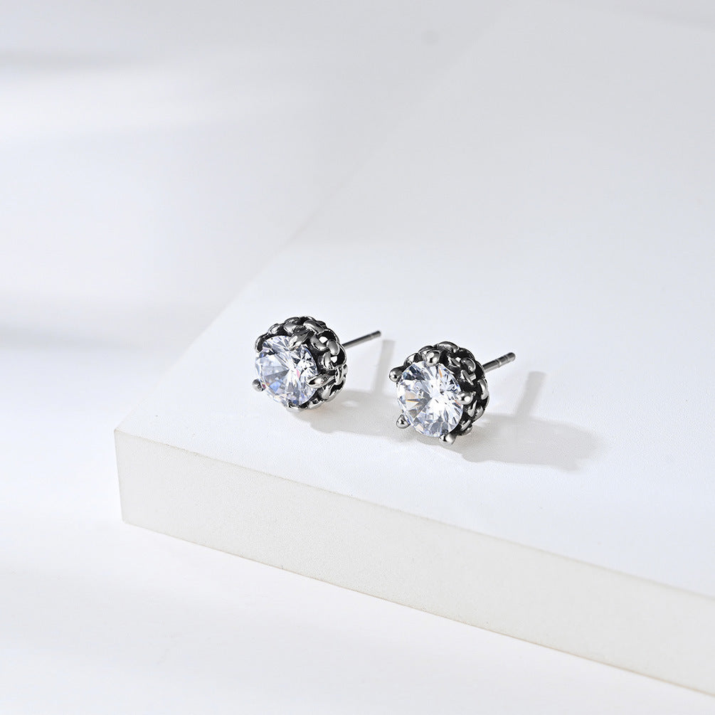 Ins Cold Wind Titanium Steel Zircon Trendy Couple Earrings