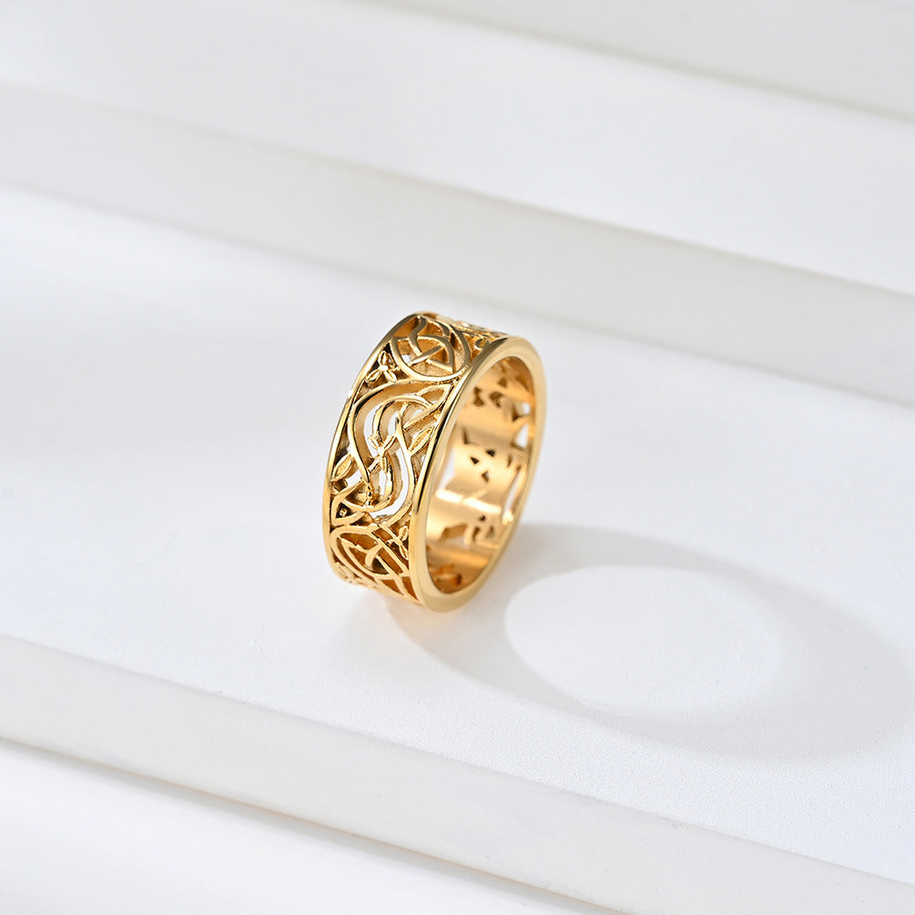 Norwegian Nordic Viking Celtic Werewolf Heart Knot Ring – Unisex Couples Engaged