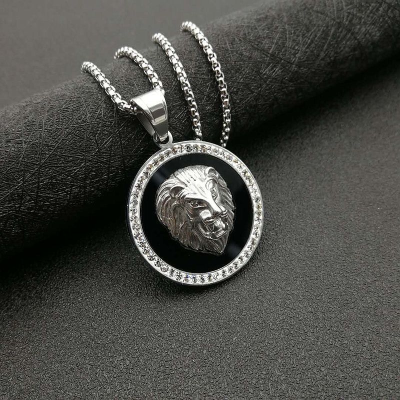 Steel Necklace - Statement Hip Hop Lion Pendant