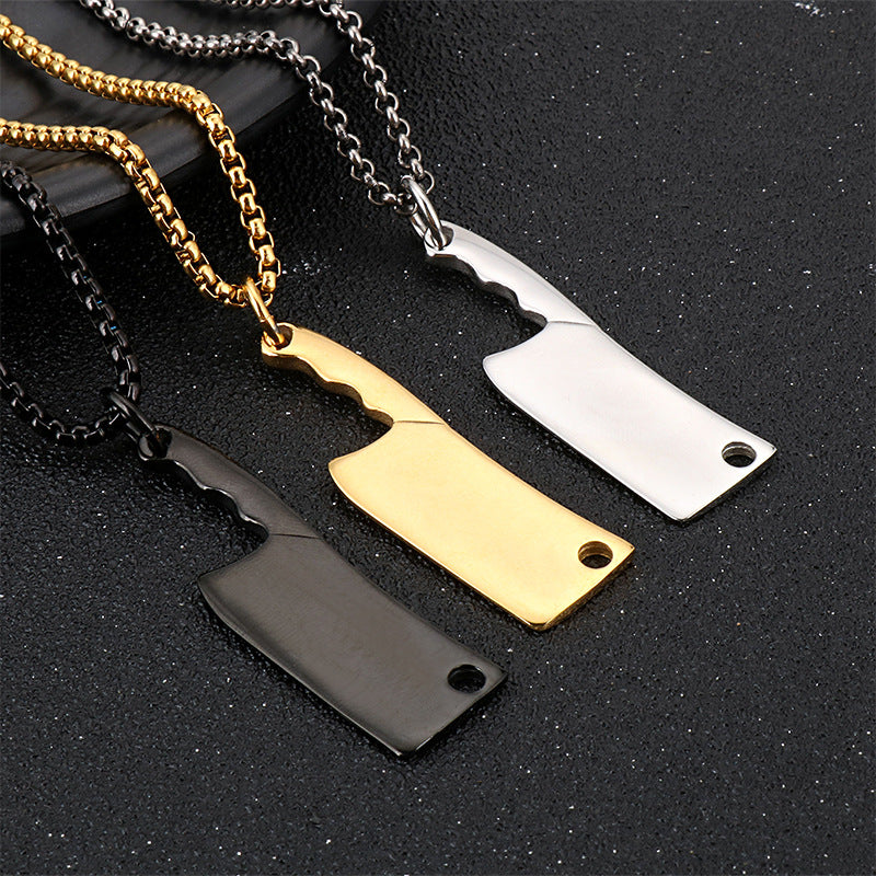 Stylish Mini Kitchen Knife Pendant in Stainless Steel, Personalized Punk Fashion Accessory for Men