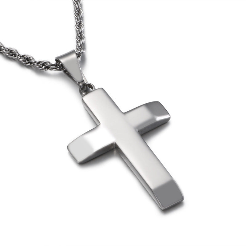 Trendy Stainless Steel Cross Pendant for Men - European and American Style Jewelry