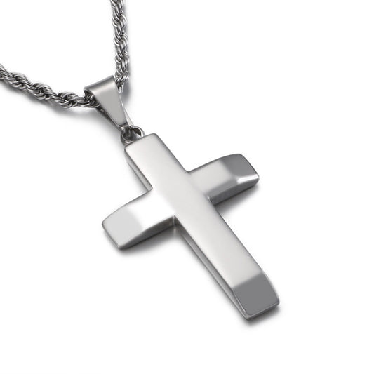 Trendy Stainless Steel Cross Pendant for Men - European and American Style Jewelry