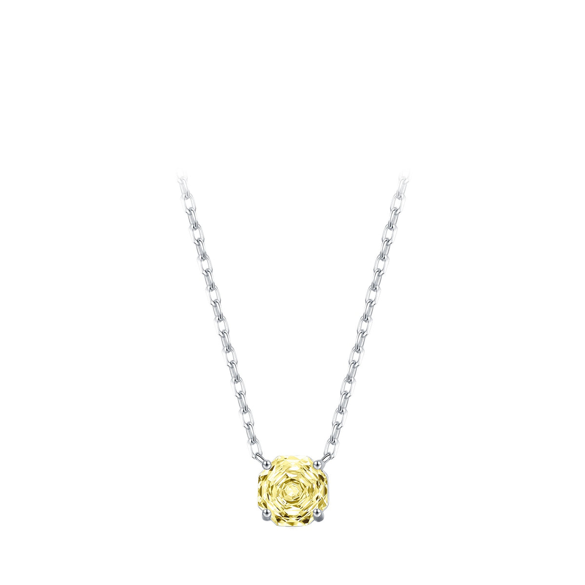 925 Sterling Silver Soft Yellow Rose-Cut Necklace