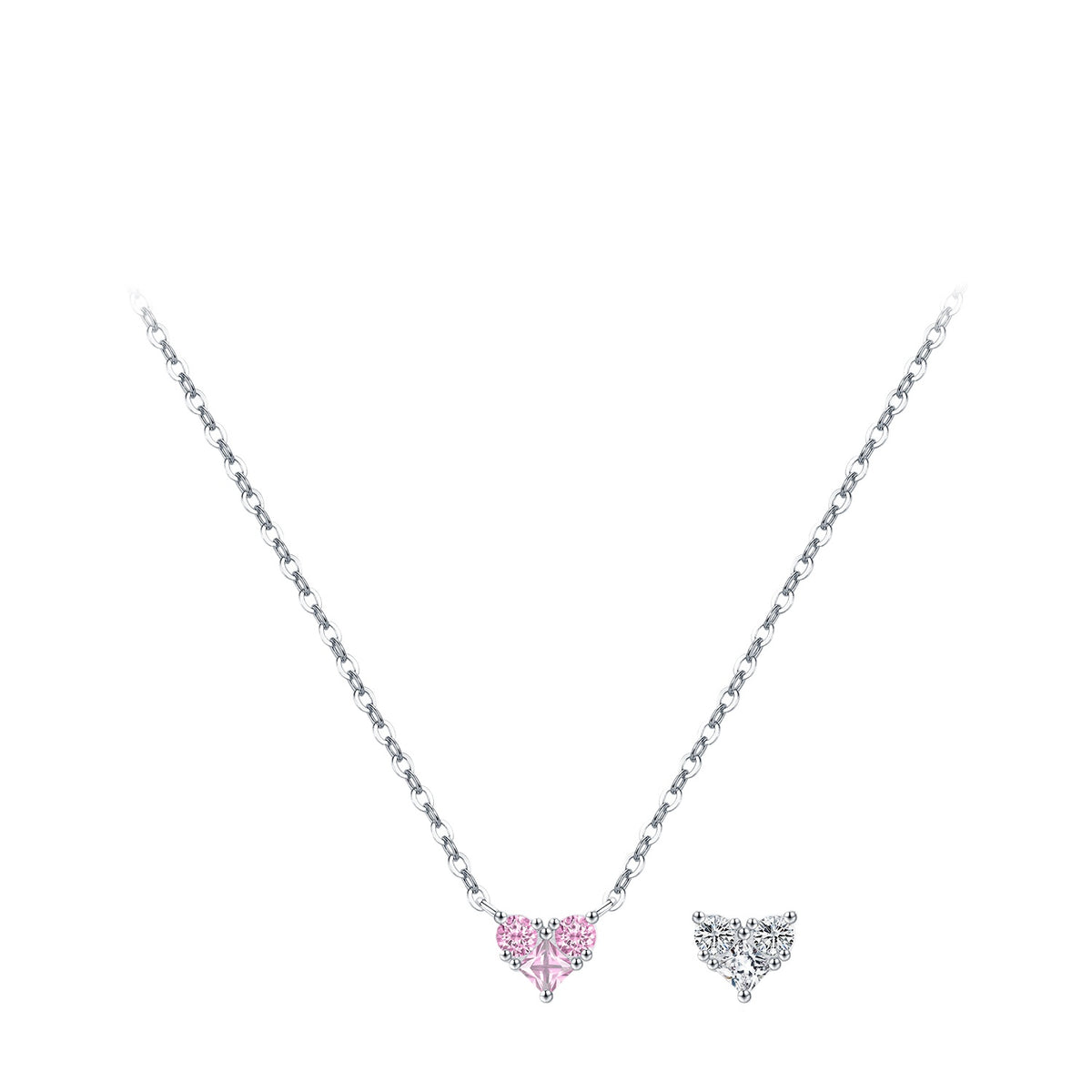 925 Sterling Silver Birthstone Heart Zircon Necklace