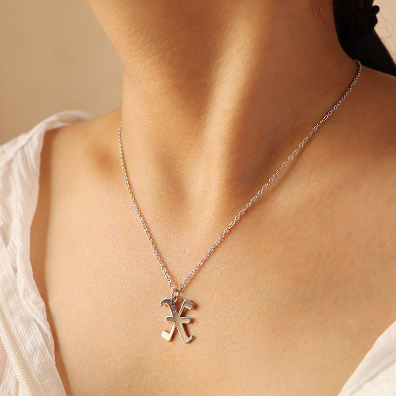 Gothic Style English Letter Pendant Necklace with Cross-Border Charm