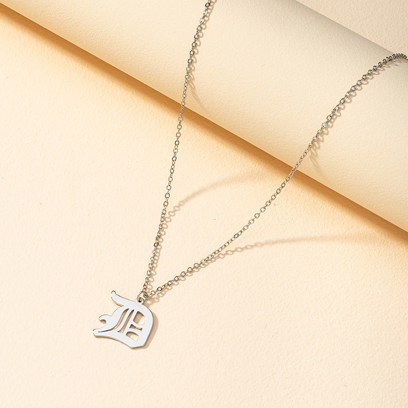 Gothic Style English Letter Pendant Necklace with Cross-Border Charm