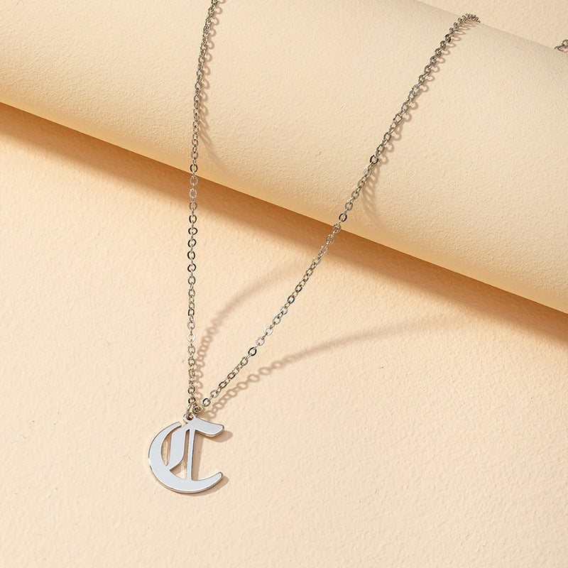 Gothic Style English Letter Pendant Necklace with Cross-Border Charm