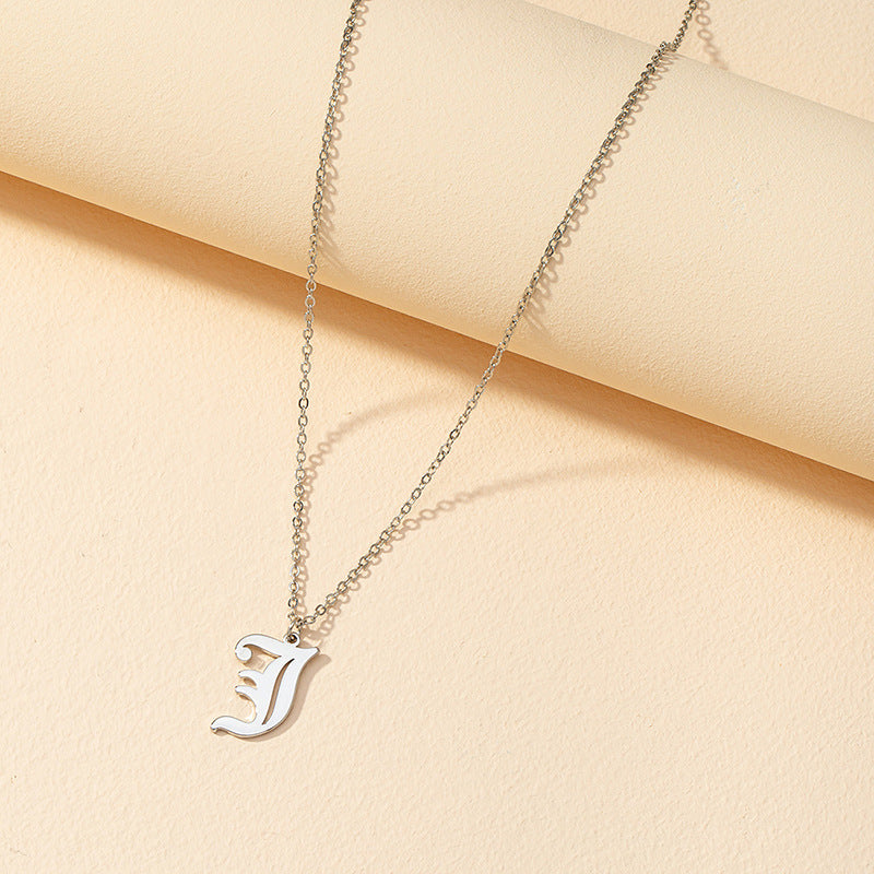 Gothic Style English Letter Pendant Necklace with Cross-Border Charm