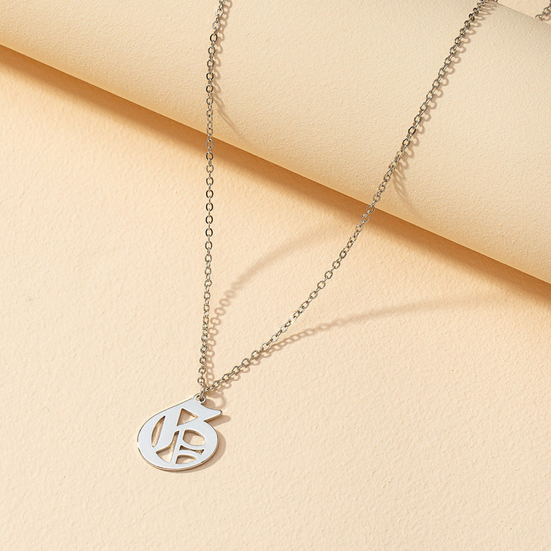 Gothic Style English Letter Pendant Necklace with Cross-Border Charm