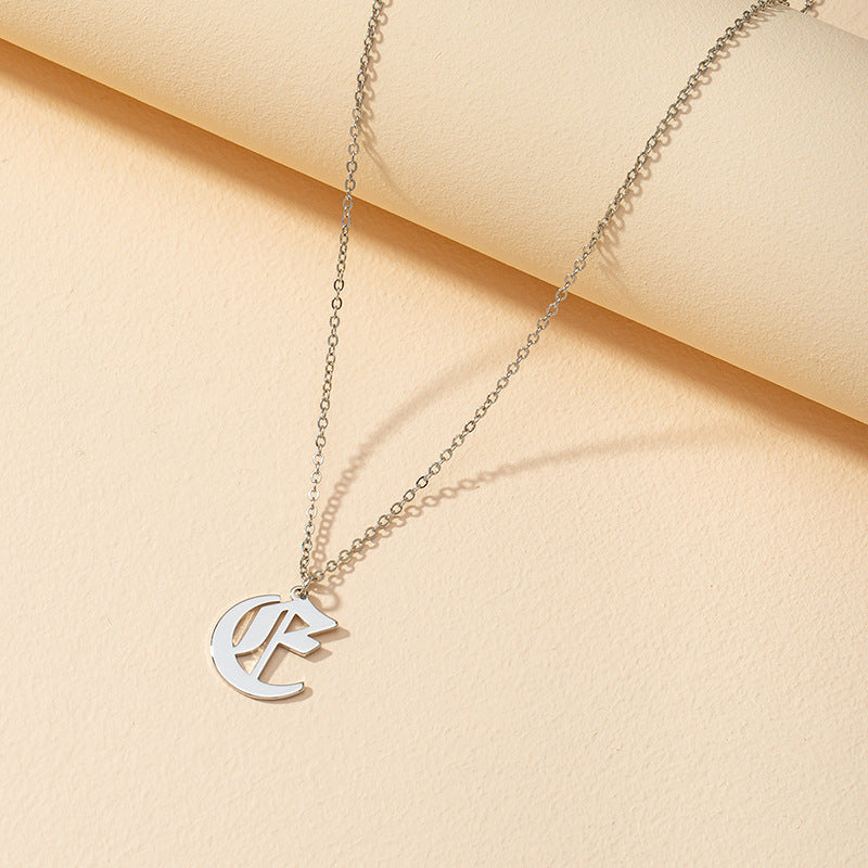 Gothic Style English Letter Pendant Necklace with Cross-Border Charm