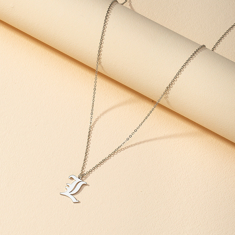 Gothic Style English Letter Pendant Necklace with Cross-Border Charm