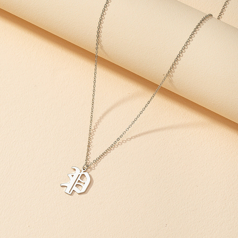 Gothic Style English Letter Pendant Necklace with Cross-Border Charm