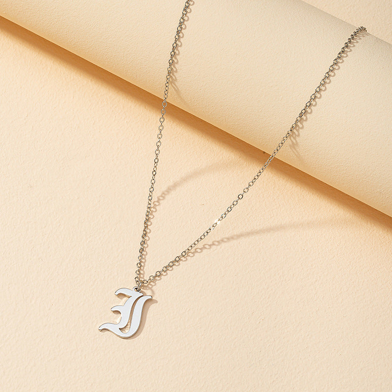 Gothic Style English Letter Pendant Necklace with Cross-Border Charm