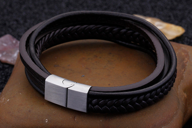 Planderful Everyday Genie Men Handwoven Leather Bracelet