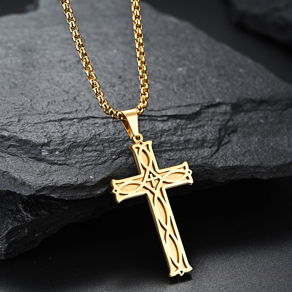 Planderful Nordic Irish Knot Titanium Steel Cross Necklace Eternal Knot Pendant For Men And Women Everyday Jewelry