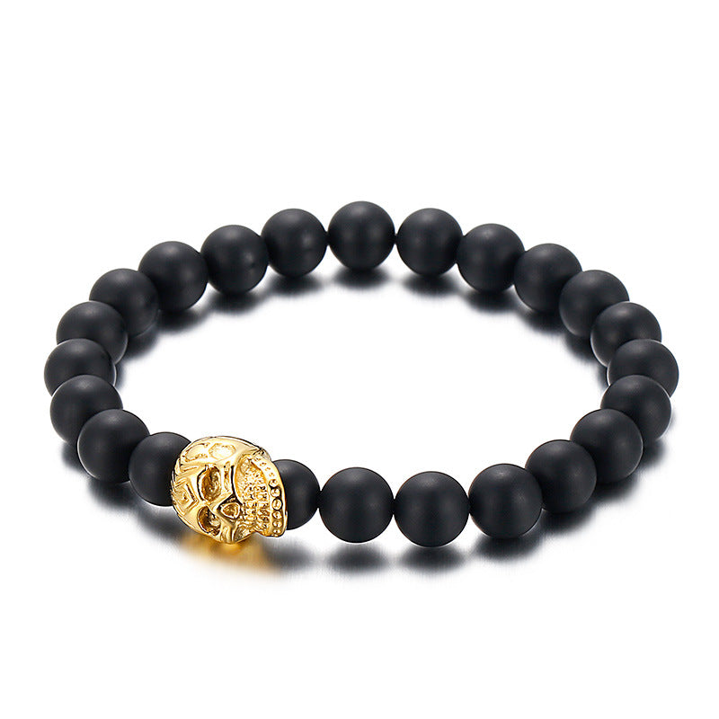 A Tiger's Eye Handmade Beaded Bracelet – Men's Stainless Steel Skull Bracelet.