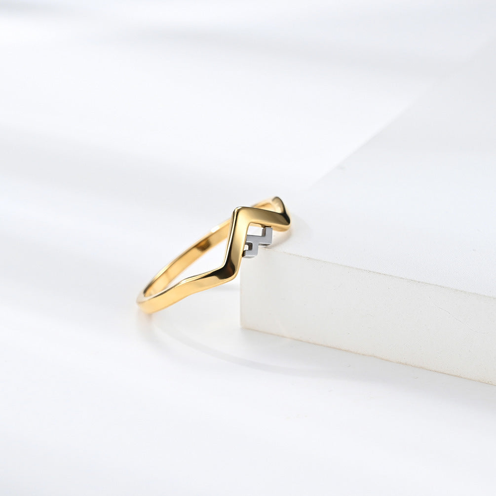 The New Literary Trend Men's and Women's Color-Blocked Titanium Steel Rings