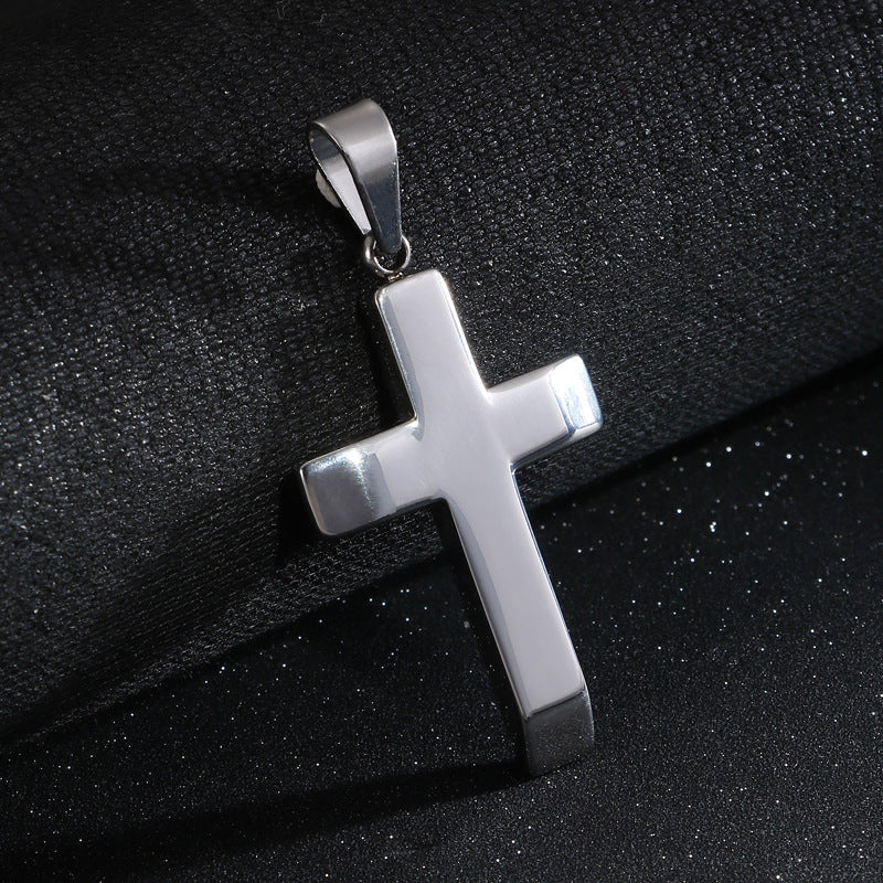 Trendy Stainless Steel Cross Pendant for Men - European and American Style Jewelry