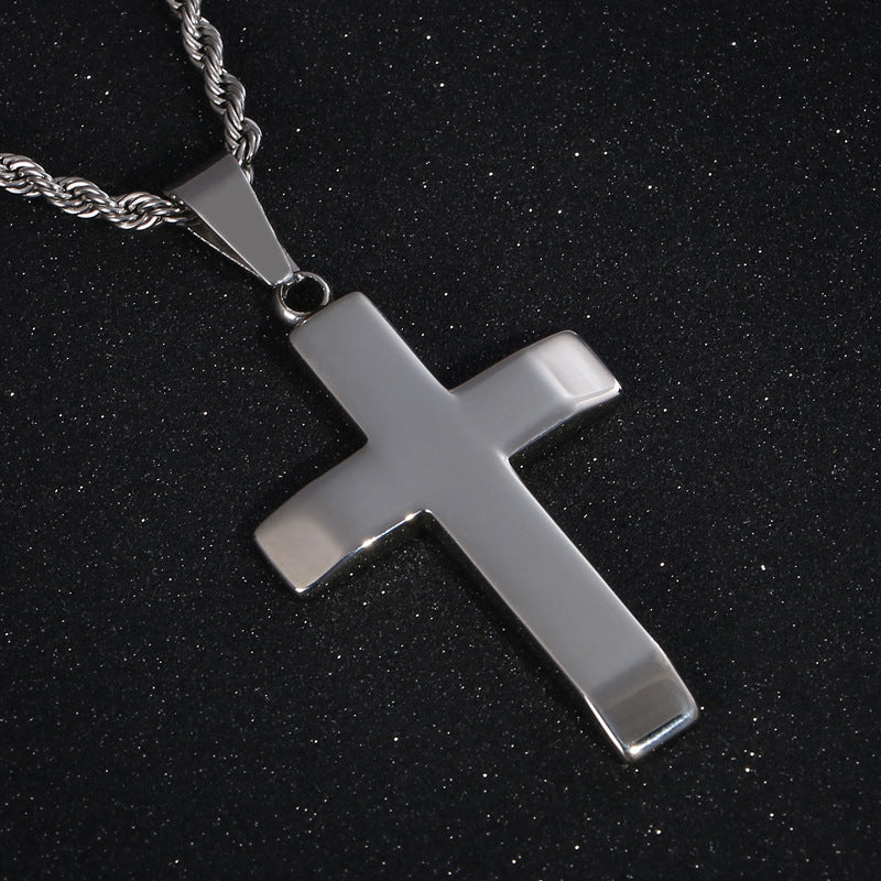 Trendy Stainless Steel Cross Pendant for Men - European and American Style Jewelry