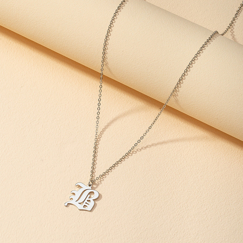 Gothic Style English Letter Pendant Necklace with Cross-Border Charm
