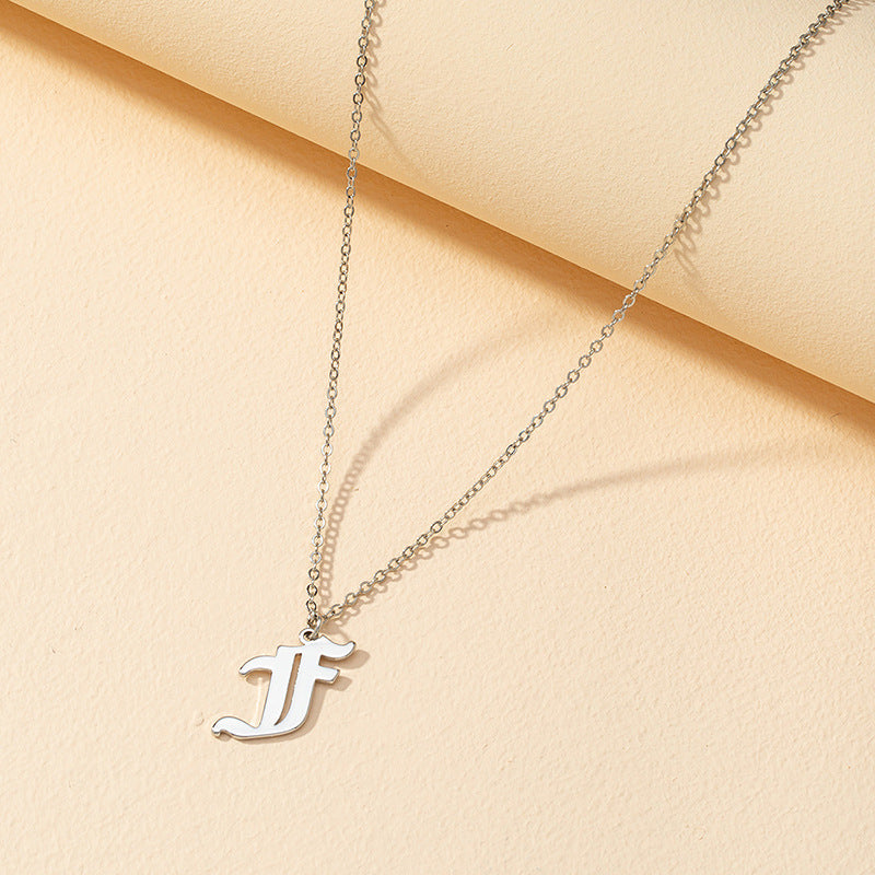 Gothic Style English Letter Pendant Necklace with Cross-Border Charm