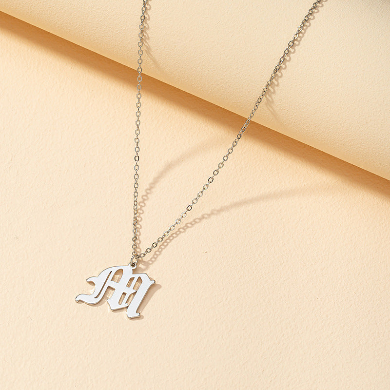Gothic Style English Letter Pendant Necklace with Cross-Border Charm