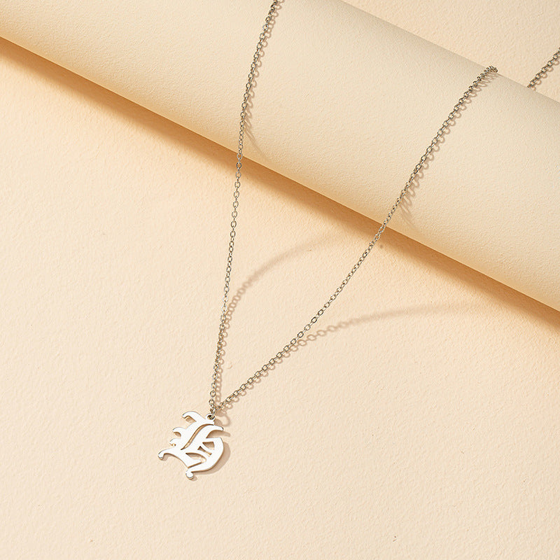 Gothic Style English Letter Pendant Necklace with Cross-Border Charm